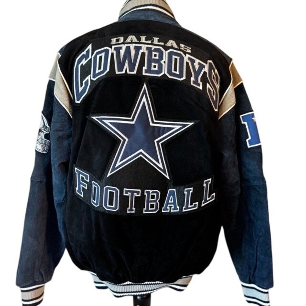 NFL Dallas COWBOYS Licensed Shell 100% LEATHER Suede Varsity Jacket Mens S‎